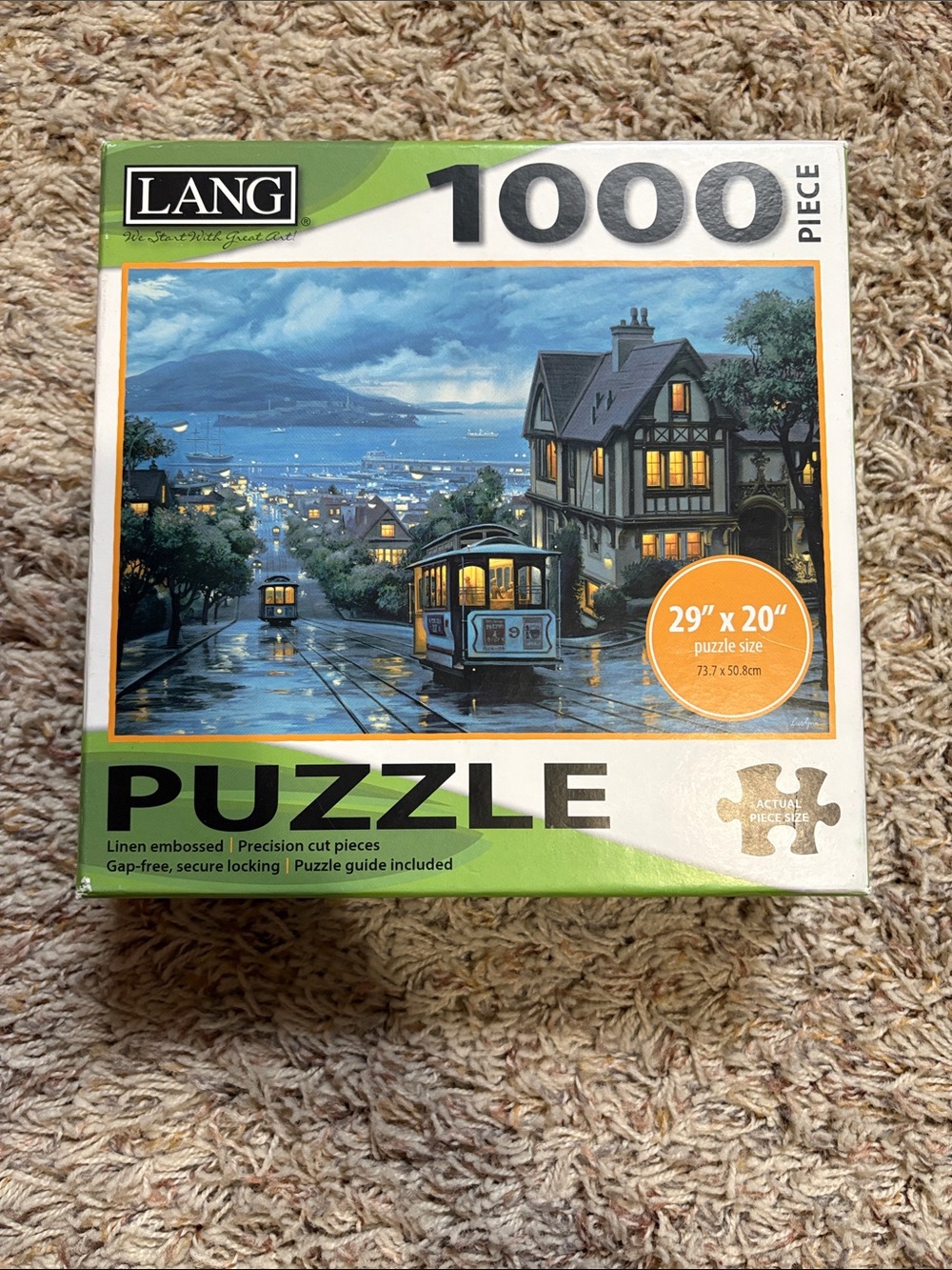 LANG 1000-Piece Scenic Streetcar Puzzle in Blue & Green